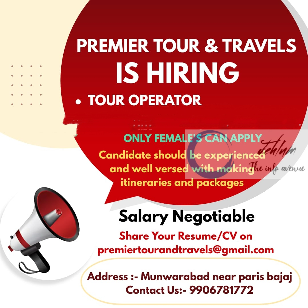 PREMIER TOUR & TRAVELS SRINAGAR JOBS VACANCY 2024