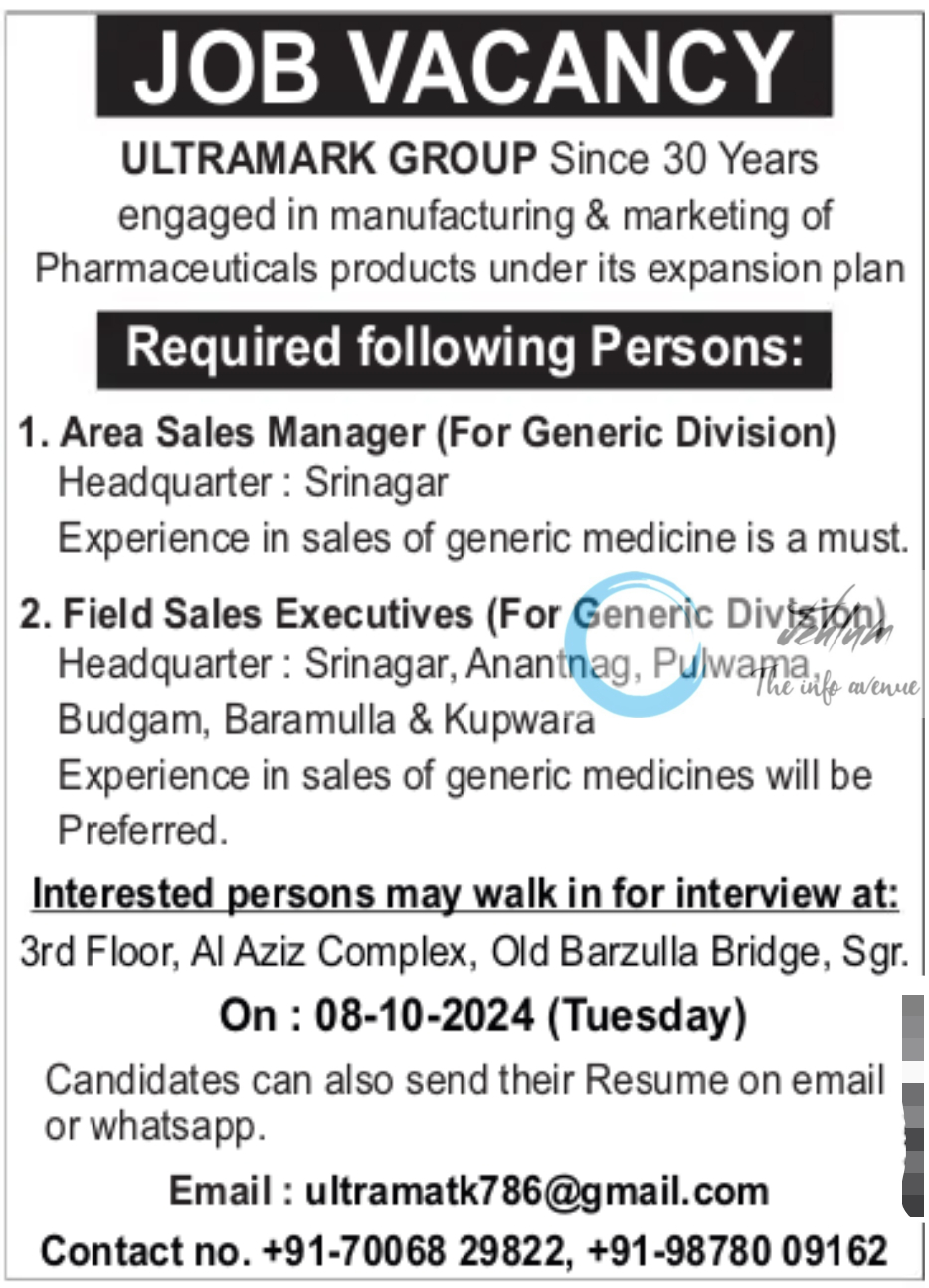 ULTRAMARK GROUP SRINAGAR JOB VACANCY 2024