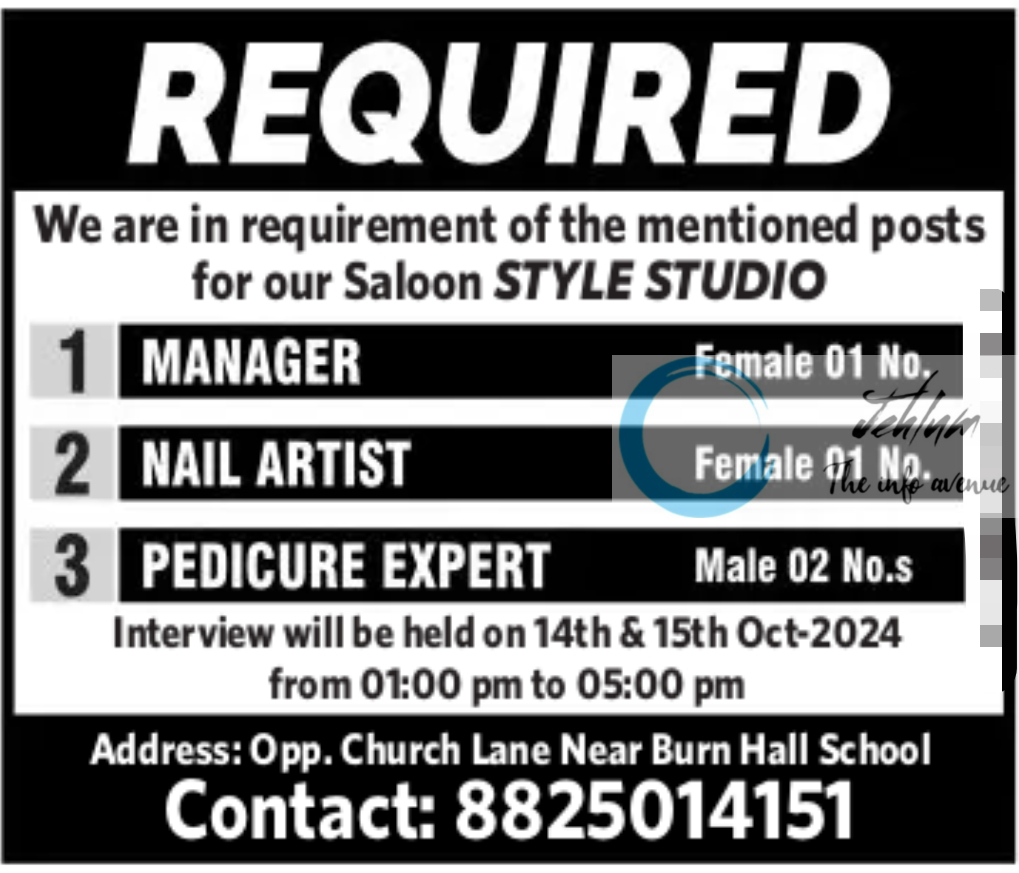 STYLE STUDIO SALOON SRINAGAR JOBS OPENINGS 2024