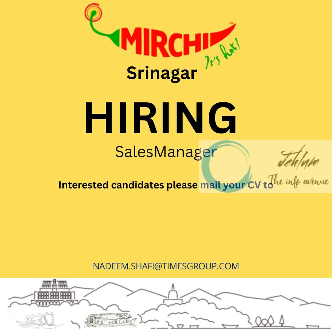 Radio Mirchi Srinagar Sales Manager Jobs Vacancy 2024 Jehlum The