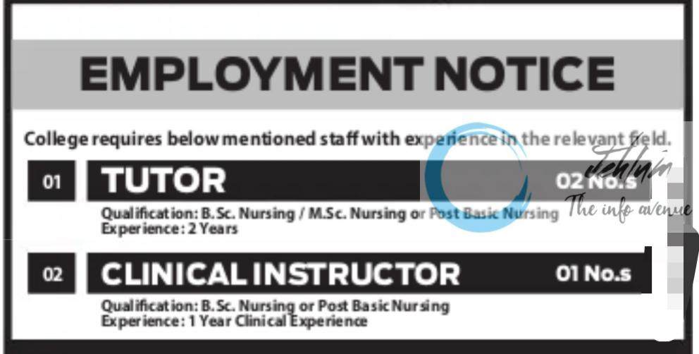 SEM COLLEGE OF NURSING SRINAGAR EMPLOYMENT NOTICE 2024