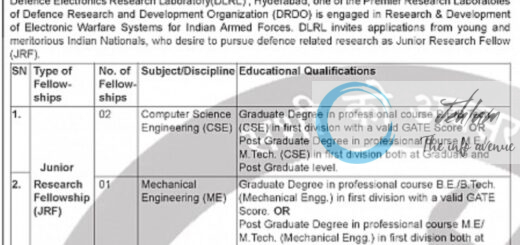 DRDO Defence Electronics Research Laboratory DLRL JRF Fellowships Notification 2024