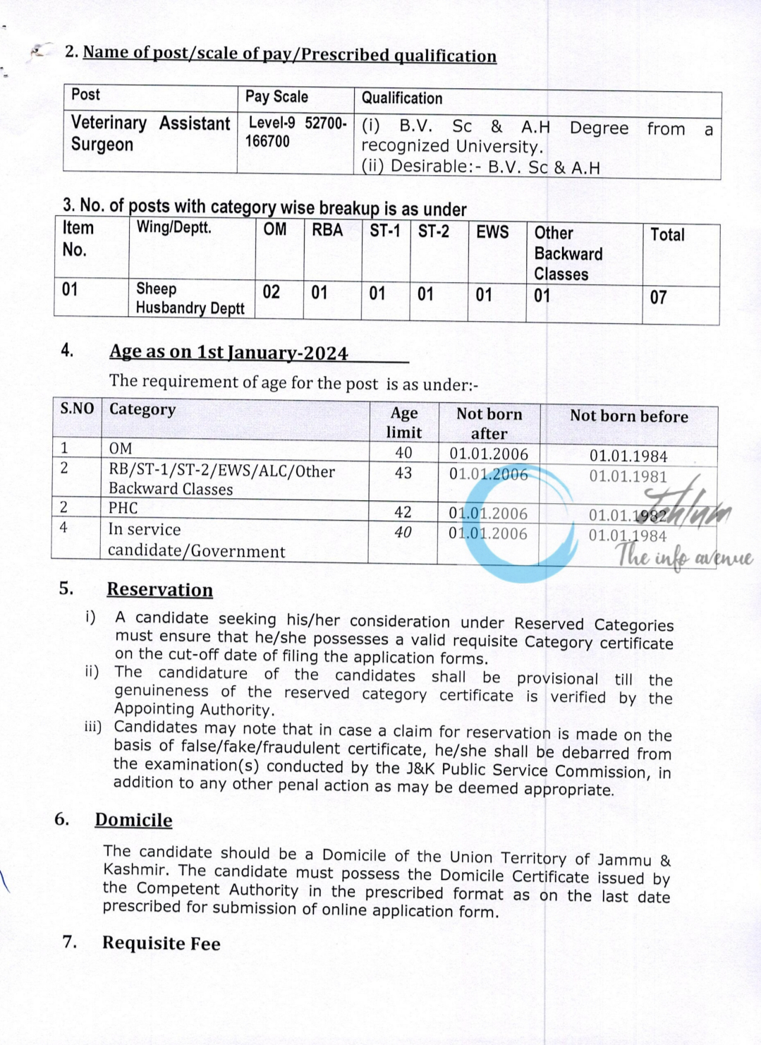 JKPSC Sheep Husbandry Department Veterinary Assistant Surgeon Notification No 06-PSC DR-P OF 2024