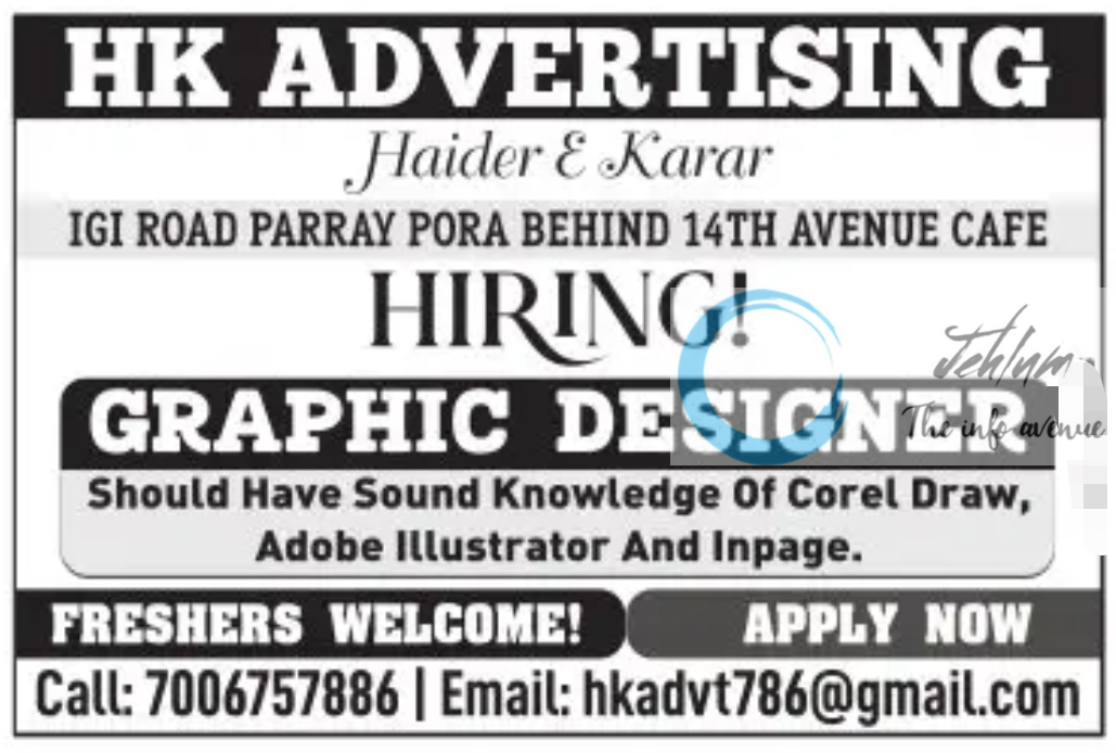 HK ADVERTISING SRINAGAR GRAPHIC DESIGNER JOBS 2024