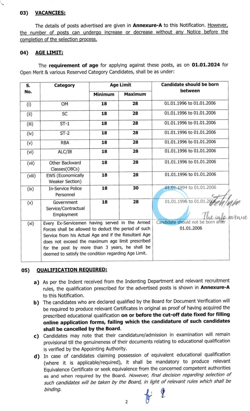 JKSSB SUB-INSPECTORS RECRUITMENT ADVERTISEMENT NOTIFICATION NO 02 OF 2024