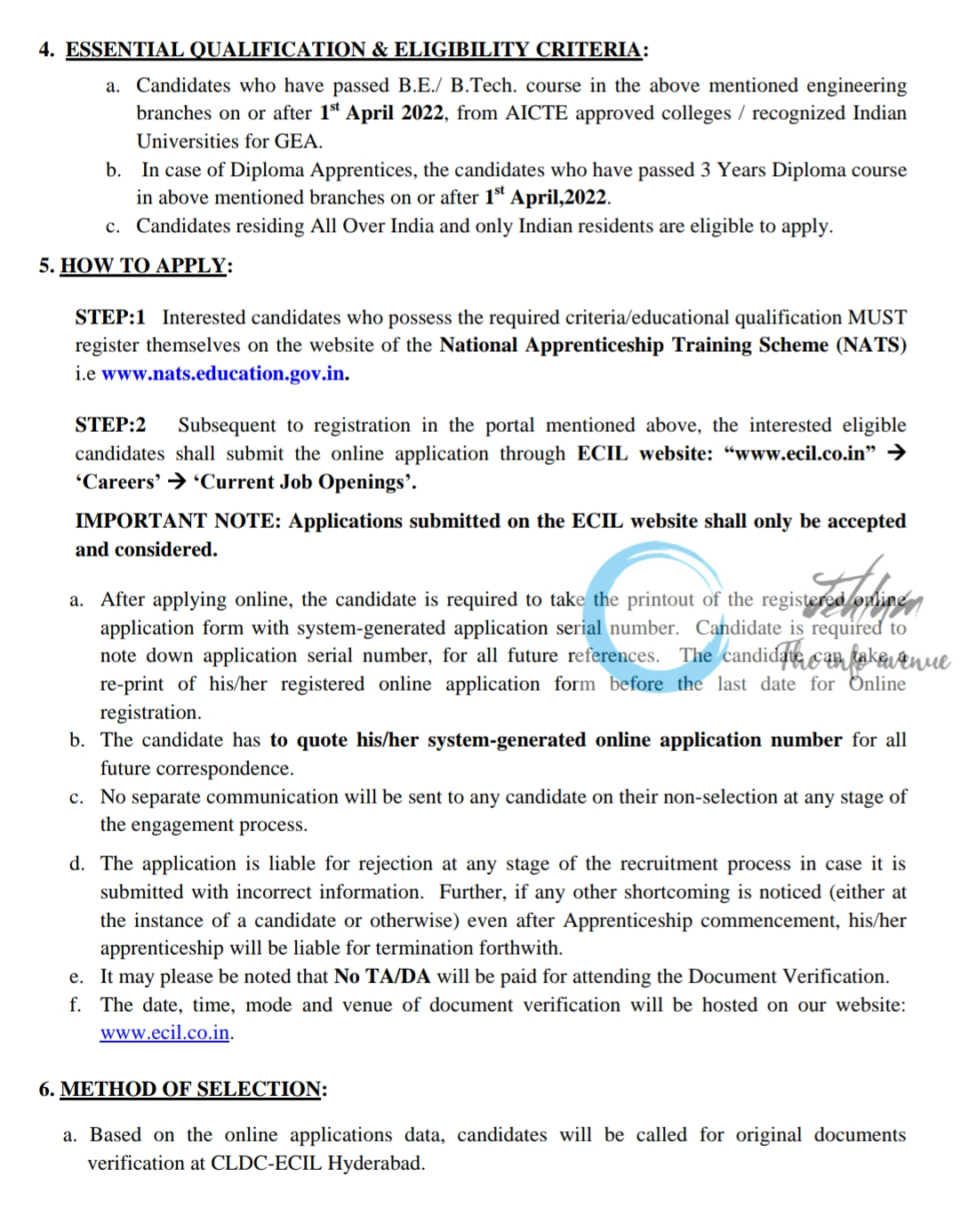 ECIL GRADUATE ENGINEER APPRENTICE/ TECHNICAN APPRENTICES ADVT NO 25/2024