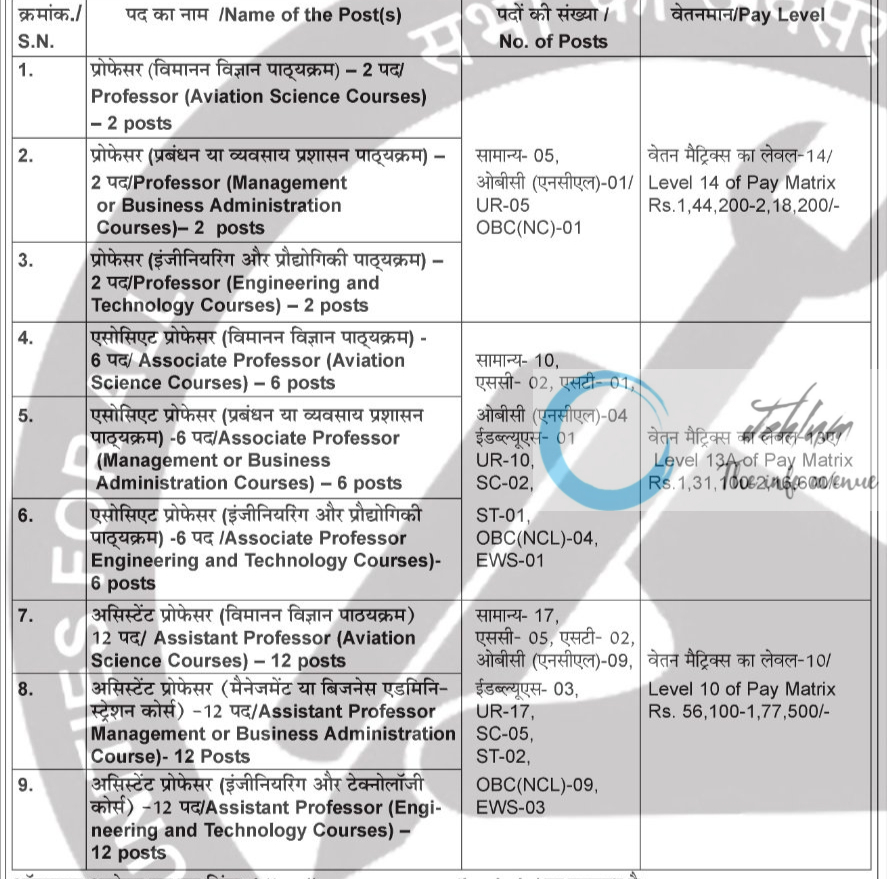 Rajiv Gandhi National Aviation University Recruitment Advertisement Notice 2024-25