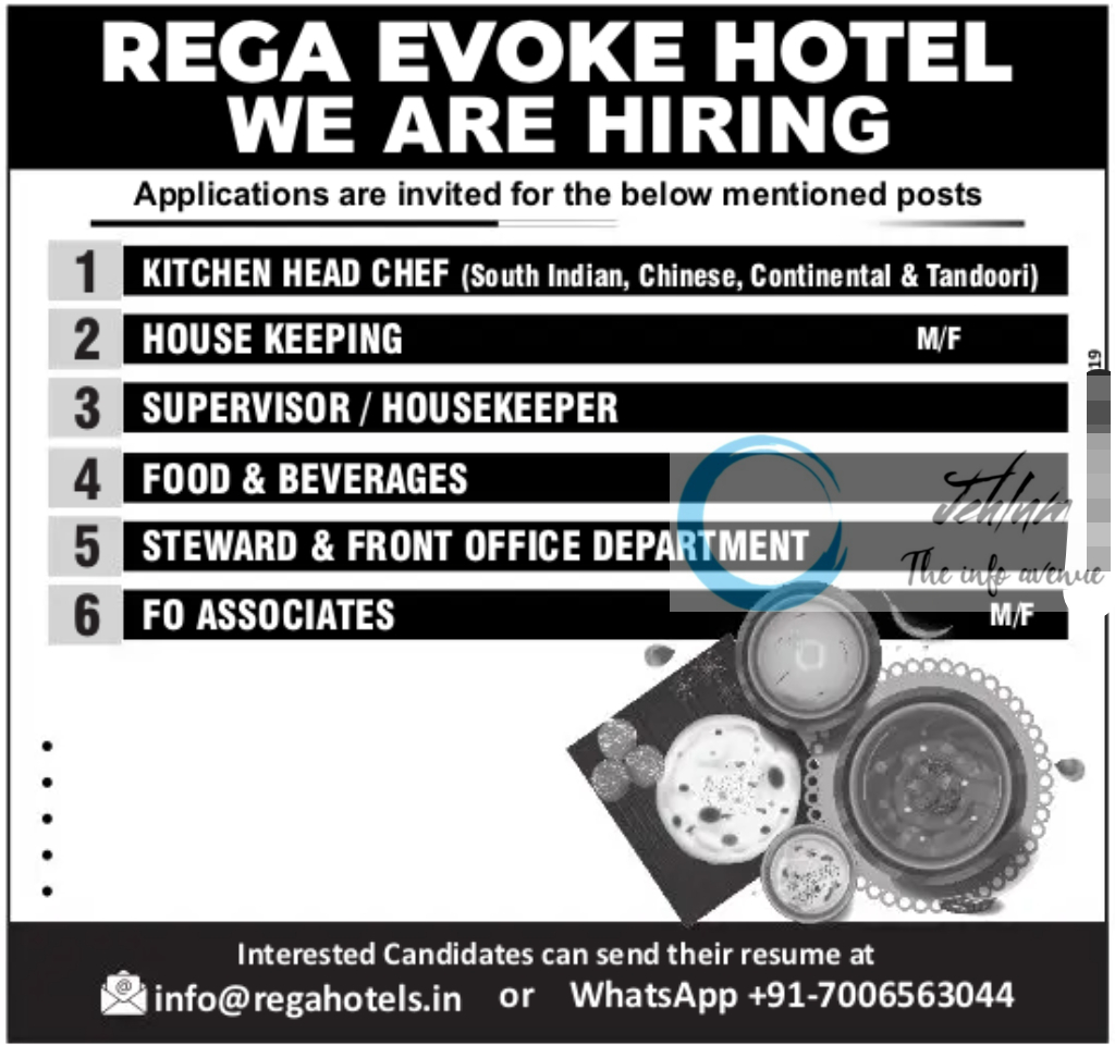 REGA EVOKE HOTEL SRINAGAR JOBS OPENINGS 2024-25