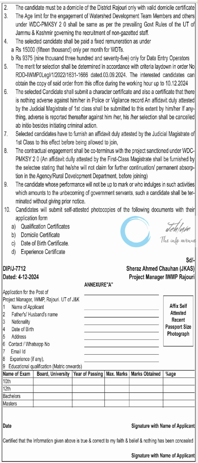 IWMP Rajouri Advertisement Notification No 01 of 2024