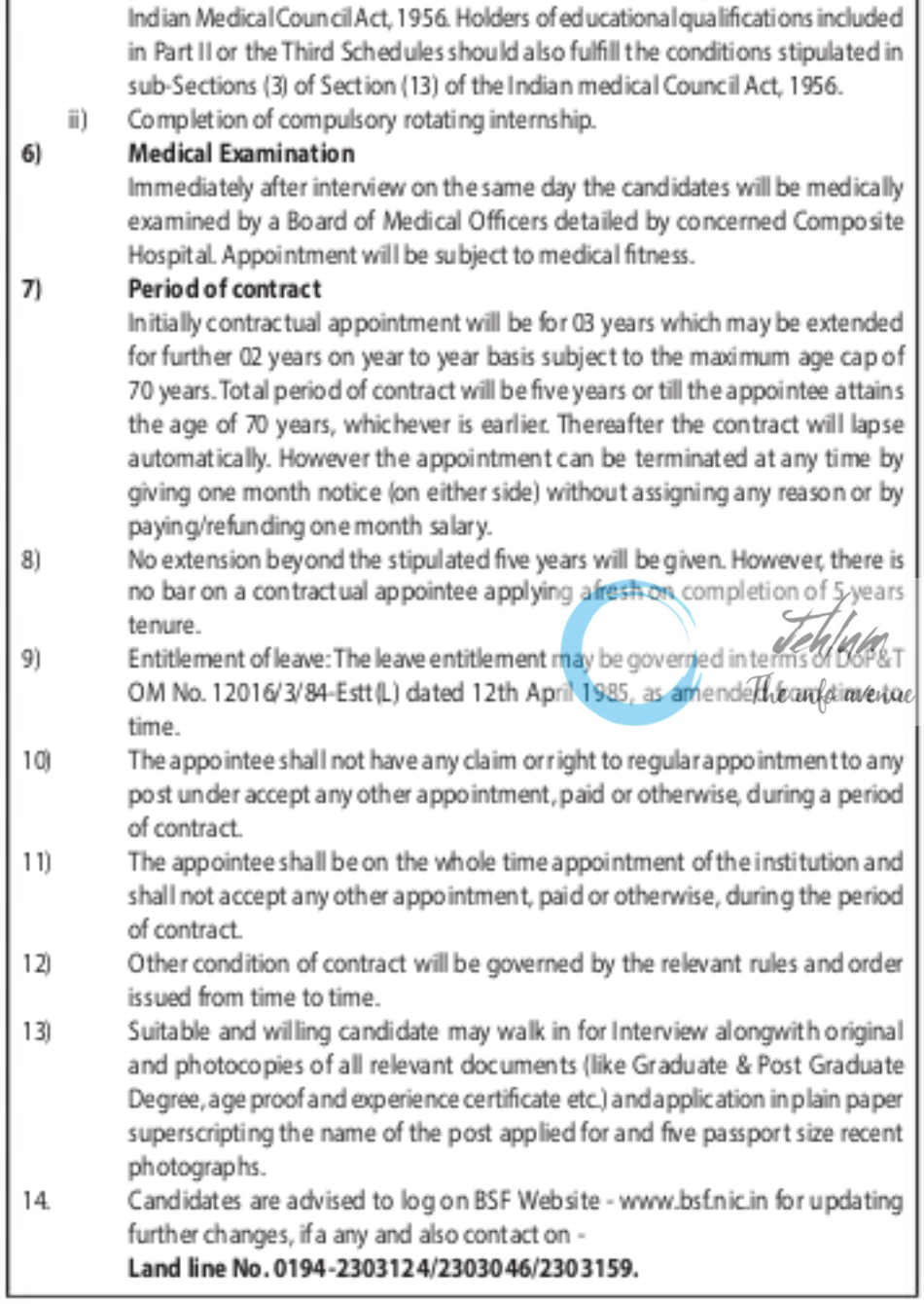 OFFICE OF THE INSPECTOR GENERAL FTR HQ BSF HUMHAMA MEDICAL OFFICER RECRUITMENT ADVERTISEMENT NOTICE 2024