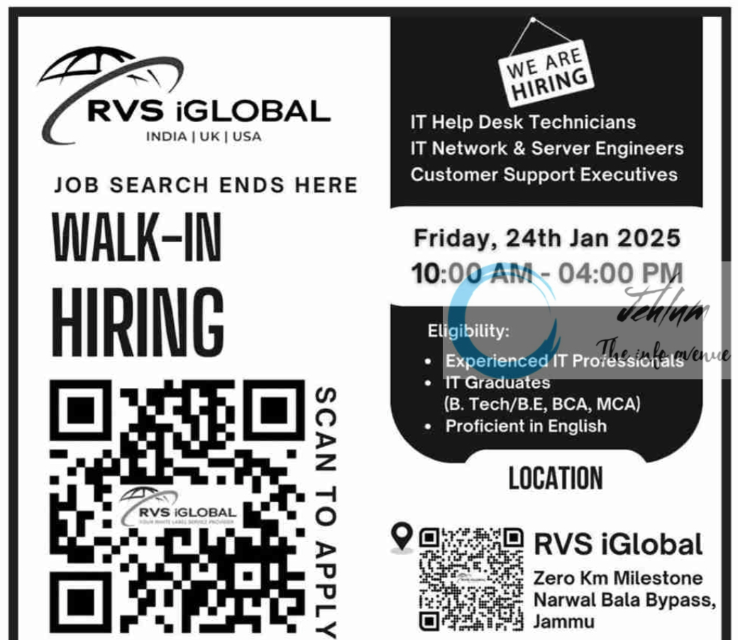 RVS iGLOBAL JAMMU JOBS VACANCIES 2025