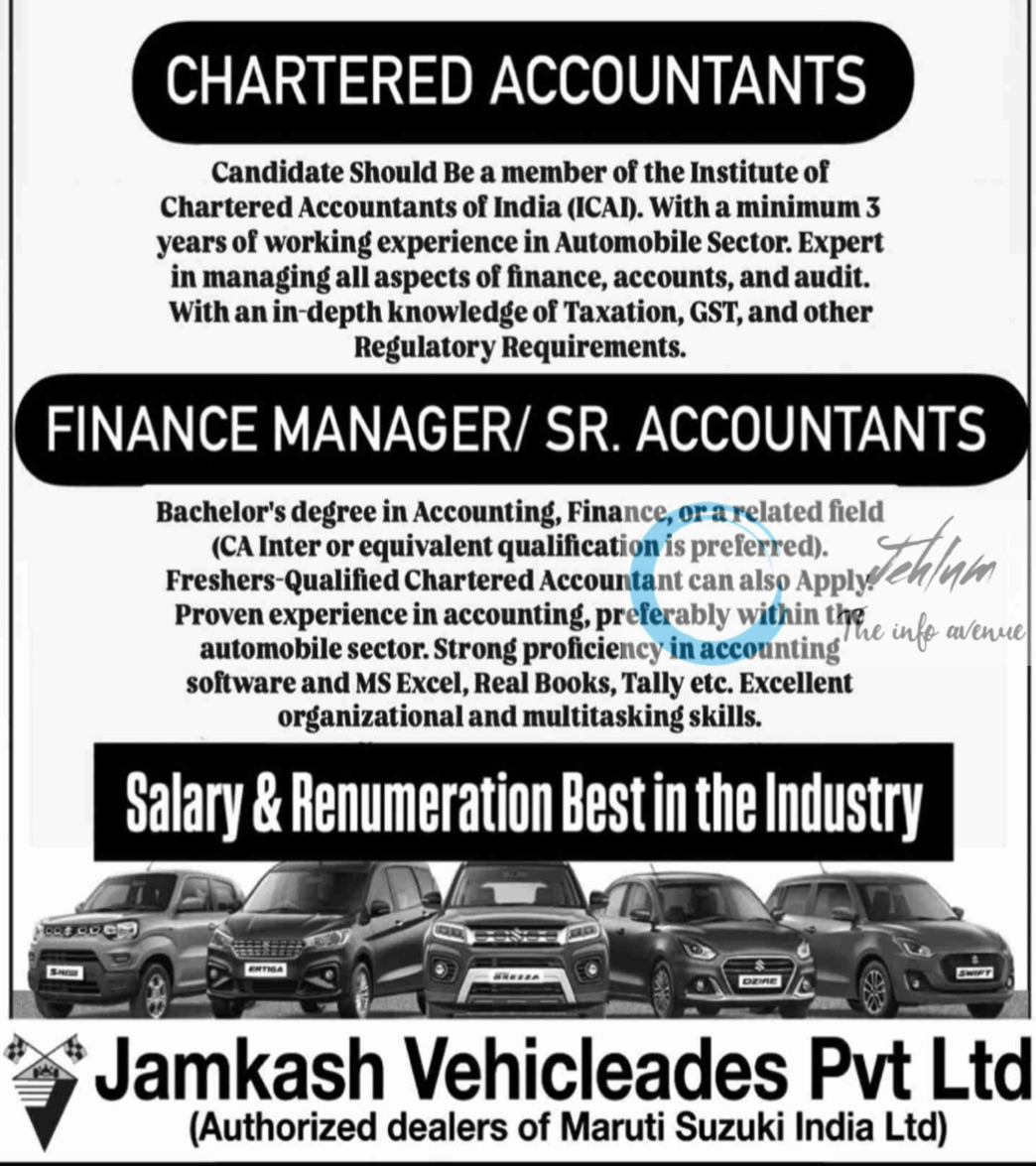 Jamkash Vehicleades Pvt Ltd Jammu Jobs Vacancy 2025