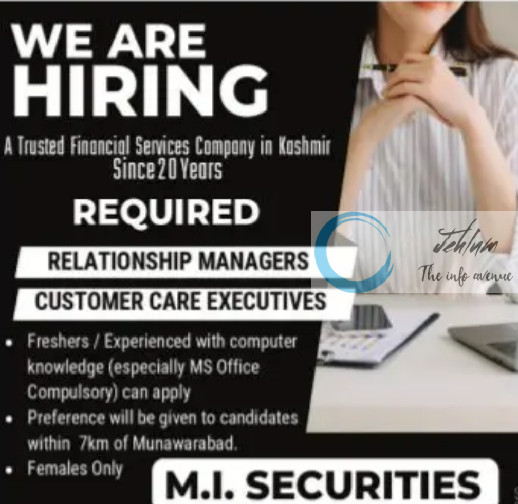 M I SECURITIES SRINAGAR JOBS OPENINGS 2025