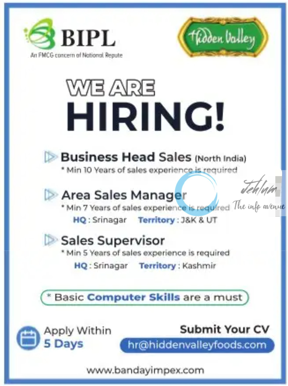 BIPL Srinagar Jobs Vacancy 2025