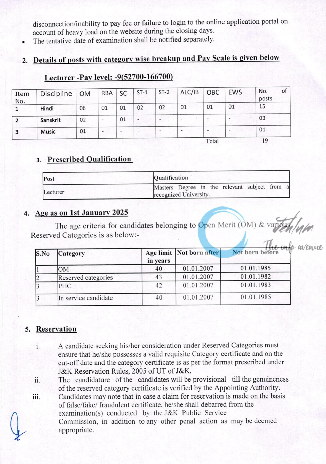 JKPSC Lecturer Recruitment Advertisement Notification No 1-PSC DR-P OF 2025