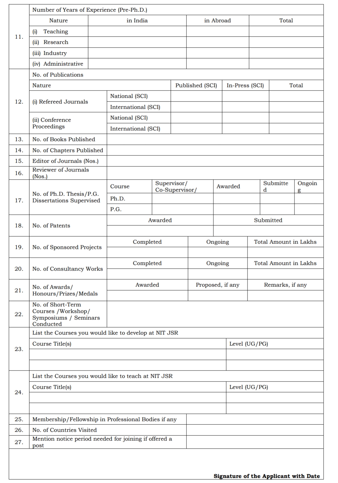 NIT JAMSHEDPUR RECRUITMENT ADVT NO NITJSR/ESS/ADVT/CD/2025/222