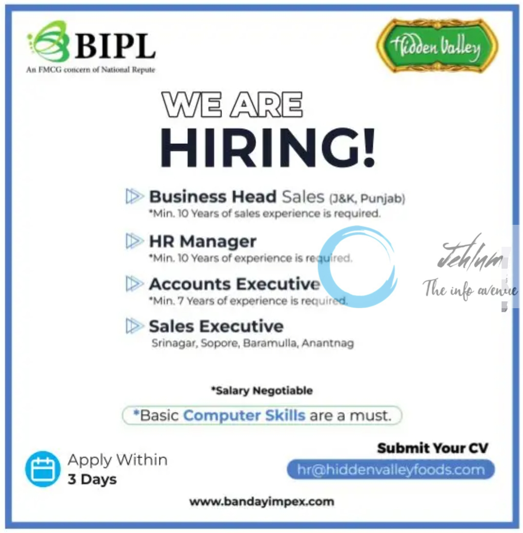 BIPL Hidden Valley Jobs Openings 2025