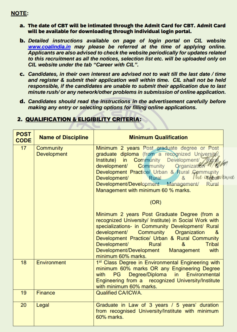 COAL INDIA LIMITED CIL MANAGEMENT TRAINEES RECRUITMENT ADVERTISEMENT NO 01/2025