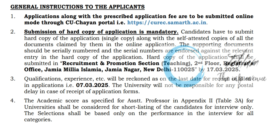 Jamia Millia Islamia JMI Recruitment Advt No 01/2024-25