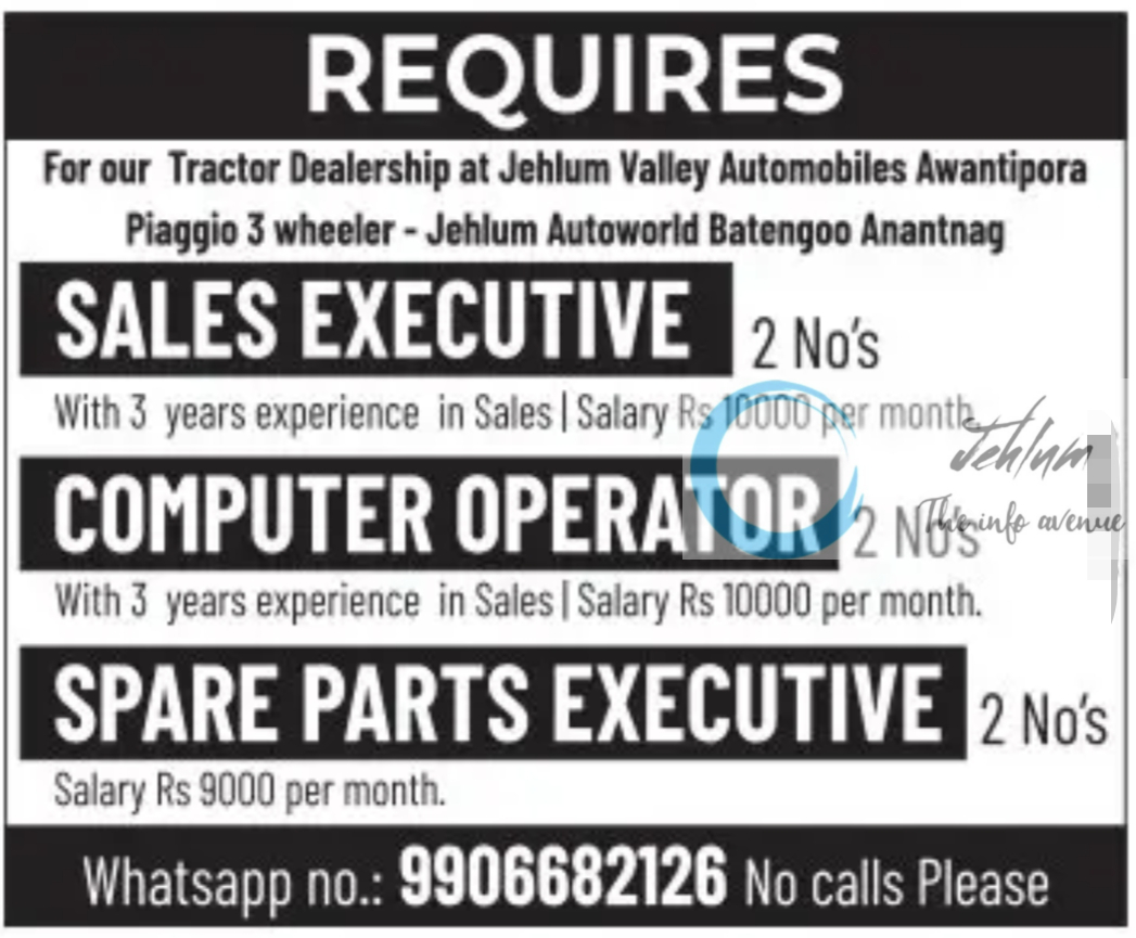 Jehlum Valley Automobiles Awantipora Jobs Vacancy 2025