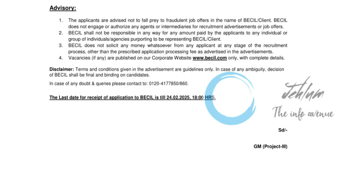 BROADCAST ENGINEERING CONSULTANTS INDIA LIMITED BECIL VACANCY ADVERTISEMENT NO 504/2025