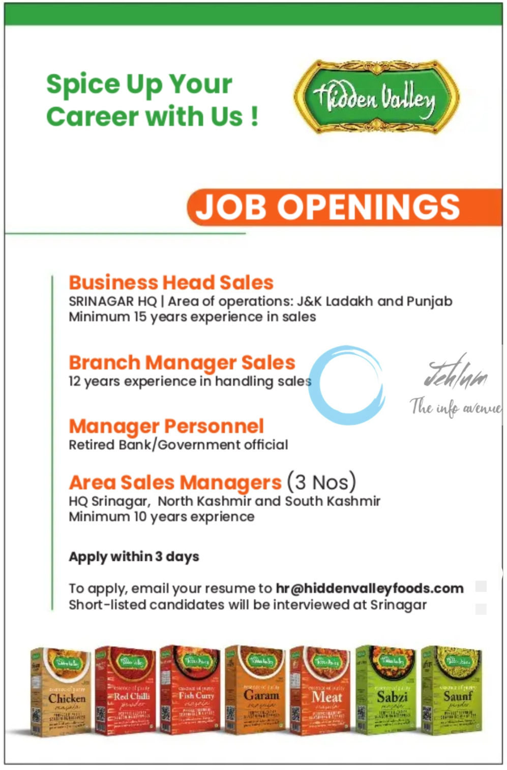 Hidden Valley Srinagar Jobs Openings 2025