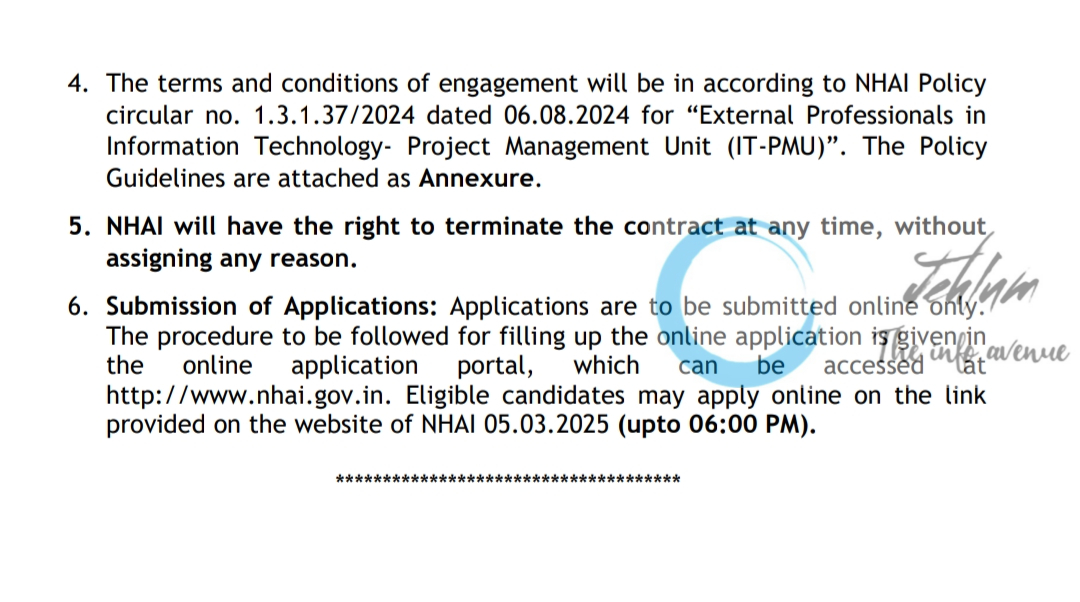 NATIONAL HIGHWAYS AUTHORITY OF INDIA NHAI PRINCIPAL CONSULTANTS RAMS RECRUITMENT ADVT 2025