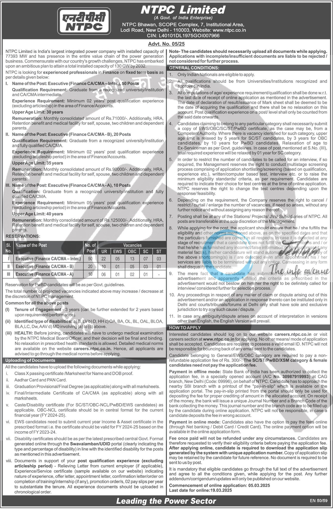 NTPC Limited Recruitment Advt No 05/25