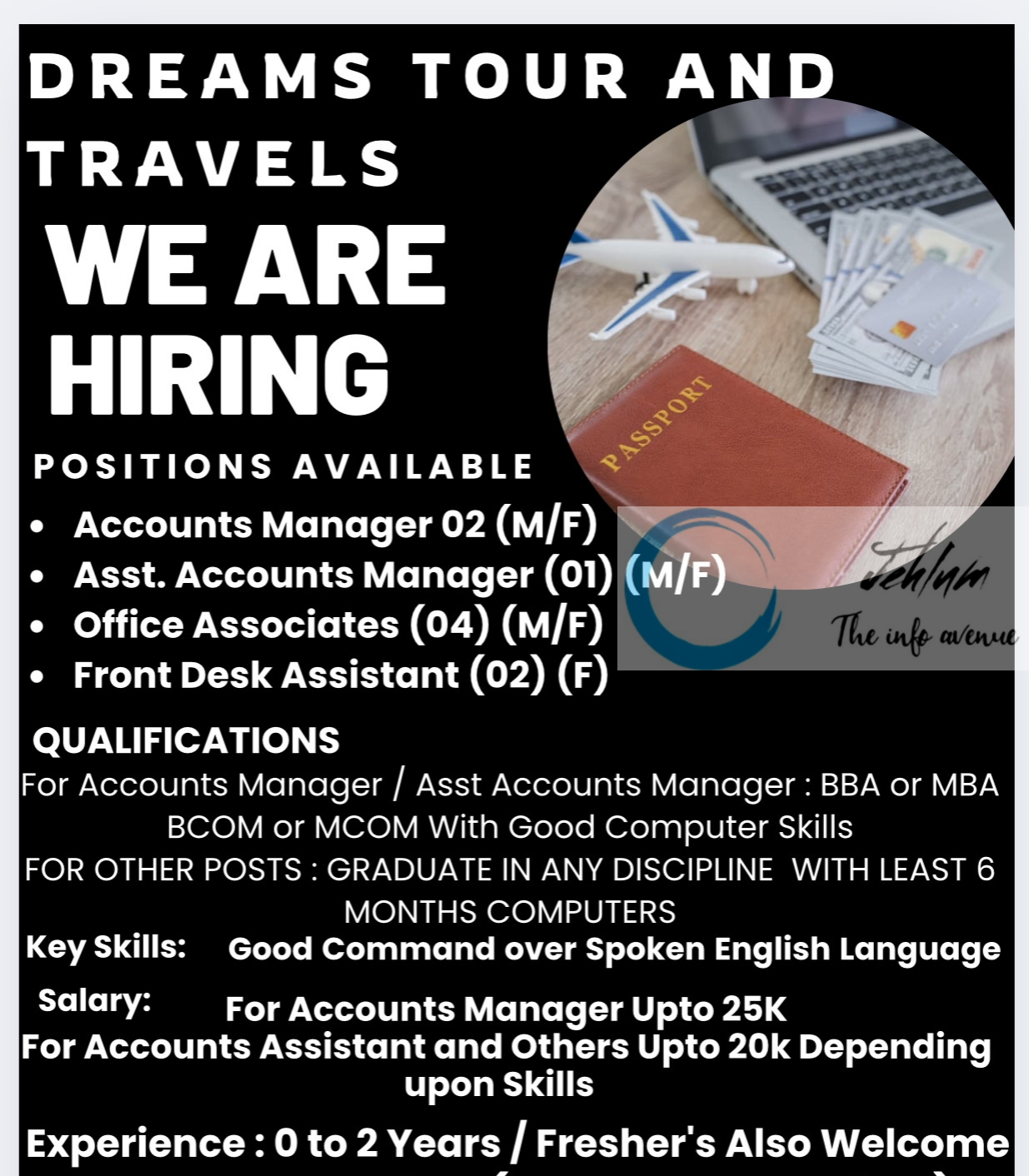 DREAMS TOUR AND TRAVELS SRINAGAR JOBS OPENINGS 2025