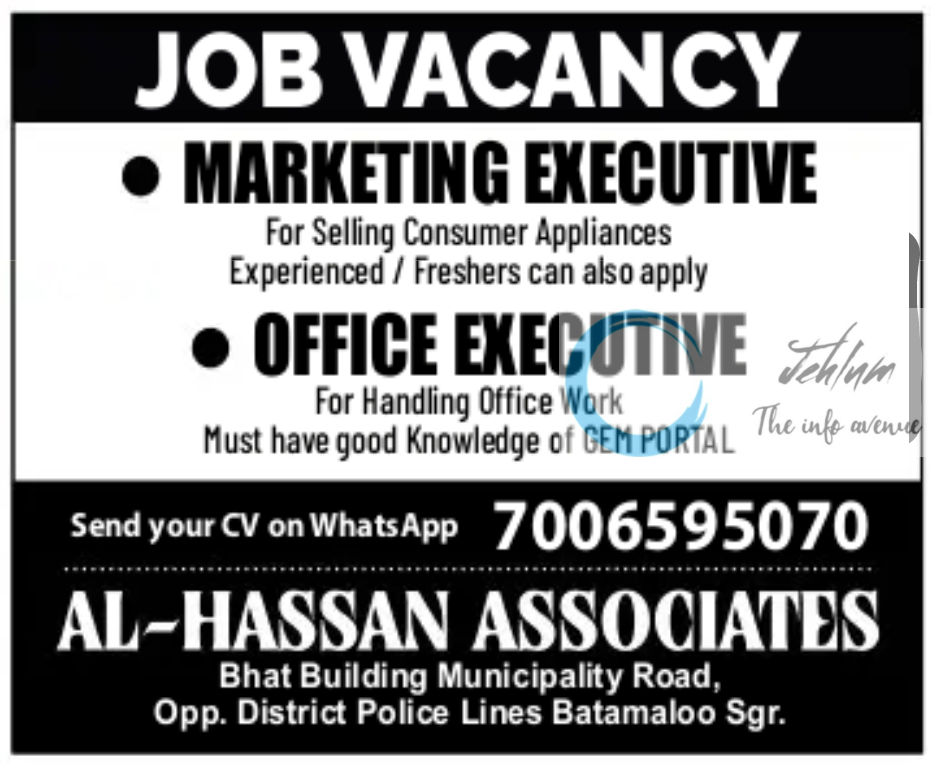 AL-HASSAN ASSOCIATES SRINAGAR JOBS VACANCY 2025