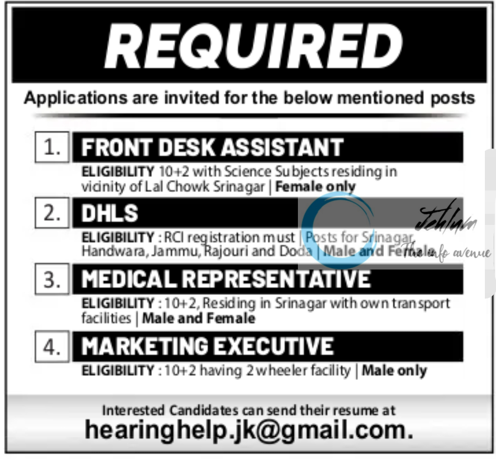 Hearing Help Srinagar Jobs Openings 2025