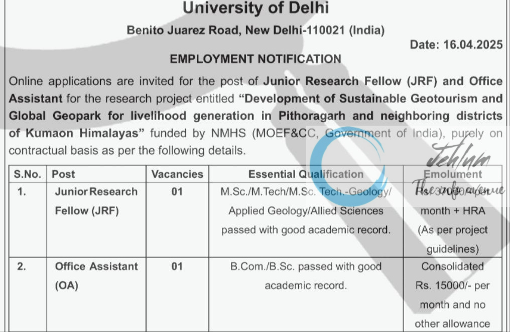 RAM LAL ANAND COLLEGE RLA DELHI UNIVERSITY RECRUITMENT ADVT NOTIFICATION 2025