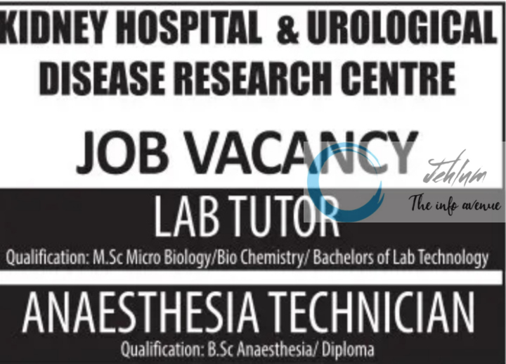 KIDNEY HOSPITAL & UROLOGICAL DISEASE RESEARCH CENTRE SRINAGAR JOB VACANCY ADVT NOTIFICATION 2025