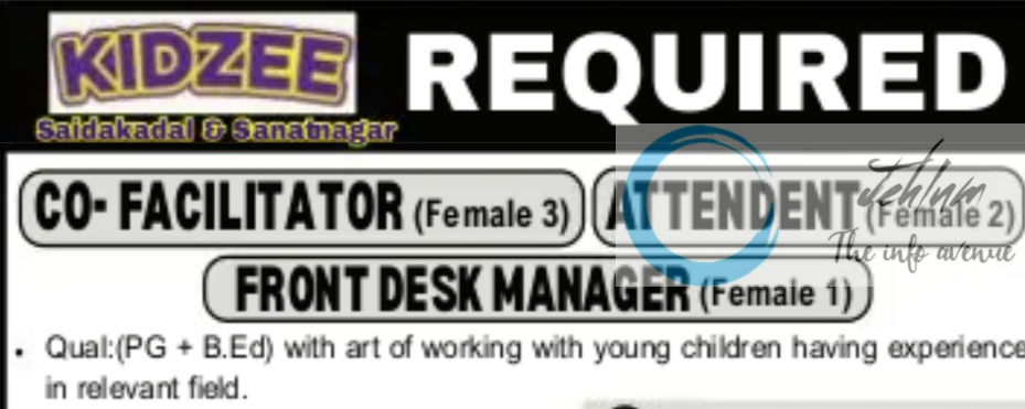 KIDZEE SRINAGAR JOBS VACANCIES 2025