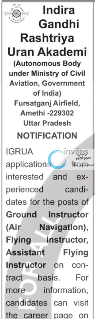INDIRA GANDHI RASHTRIYA URAN AKADEMI RECRUITMENT ADVT NOTIFICATION 2025