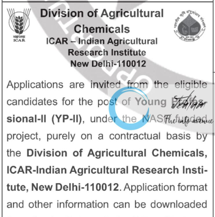 ICAR IARI DIVISION OF AGRICULTURAL CHEMICALS RECRUITMENT ADVT NOTIFICATION 2025