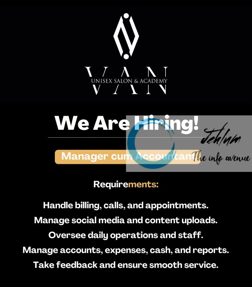 UNISEX SALON AND ACADEMY KHANYAR MANAGER CUM ACCOUNTANT JOBS VACANCY 2025