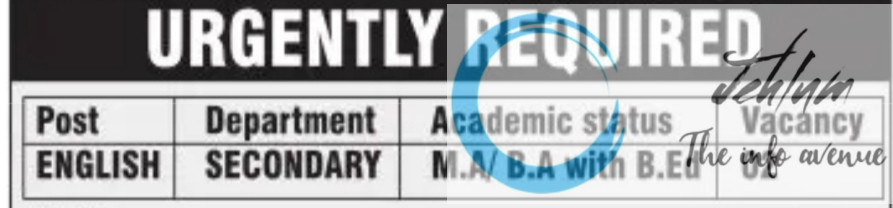 BLUEBELLS SCHOOL RAINAWARI TEACHERS JOBS VACANCY 2025