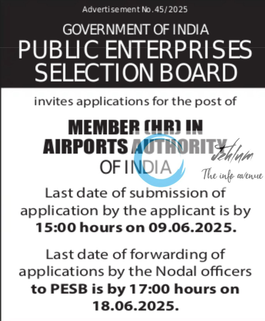 PESB AIRPORT AUTHORITY OF INDIA AAI RECRUITMENT ADVT NOTIFICATION NO 45/2025