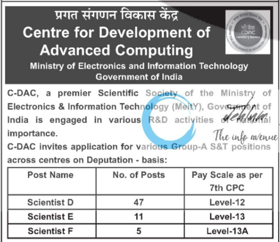 CENTRE FOR DEVELOPMENT OF ADVANCED COMPUTING CDAC RECRUITMENT ADVT NOTIFICATION NO CORP/GR-A/02/2025