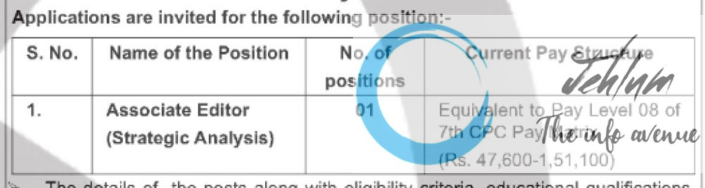 MANOHAR PARRIKAR INSTITUTE FOR DEFENCE STUDIES AND ANALYSES RECRUITMENT ADVT NOTIFICATION NOMP-IDSA/0269/2025