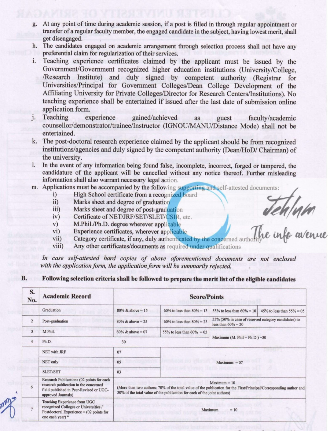 CLUSTER UNIVERSITY OF SRINAGAR FACULTY RECRUITMENT ADVT NOTIFICATION NO 05 CUS OF 2025