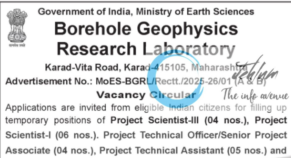 MOES BOREHOLE GEOPHYSICS RESEARCH LABORATORY MOES-BGRL/Rectt/2025-26/01/A & B