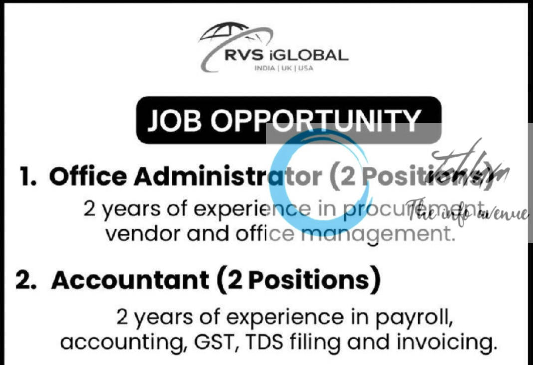 RVS iGLOBAL JAMMU JOBS OPPORTUNITY 2025 RVS iGLOBAL JAMMU JOBS OPPORTUNITY 2025