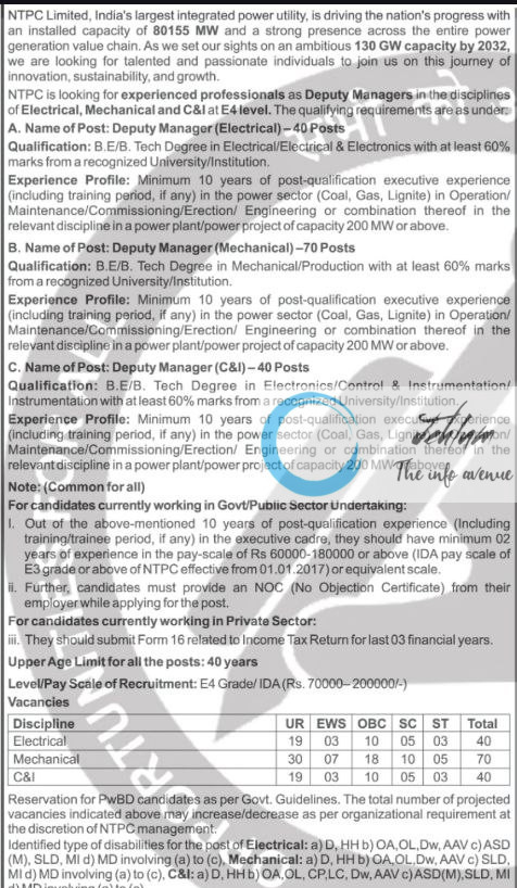 NTPC LIMITED NEW DELHI RECRUITMENT ADVT NOTIFICATION NO 10/25