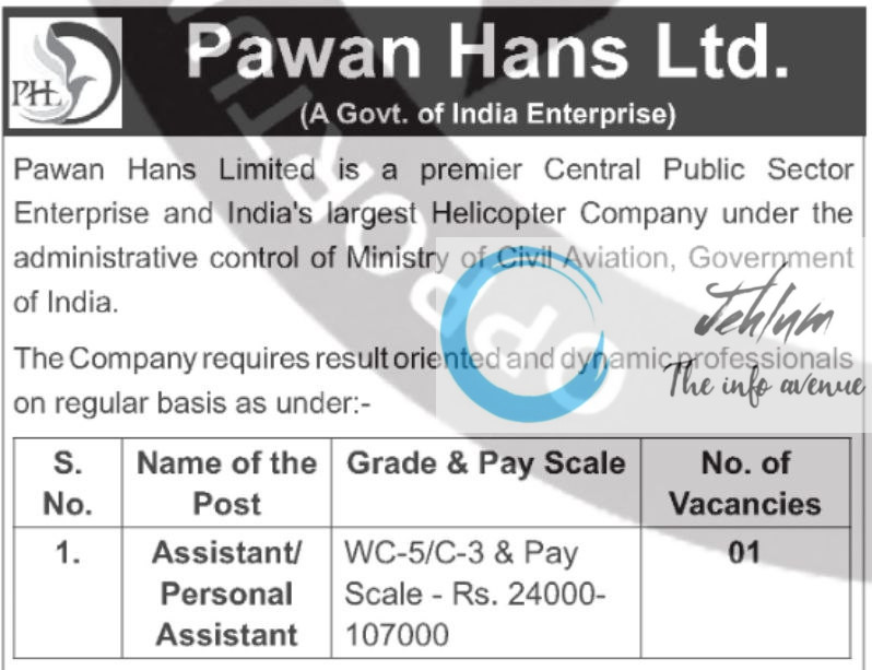 PAWAN HANS LIMITED RECRUITMENT ADVT NOTIFICATION 2025