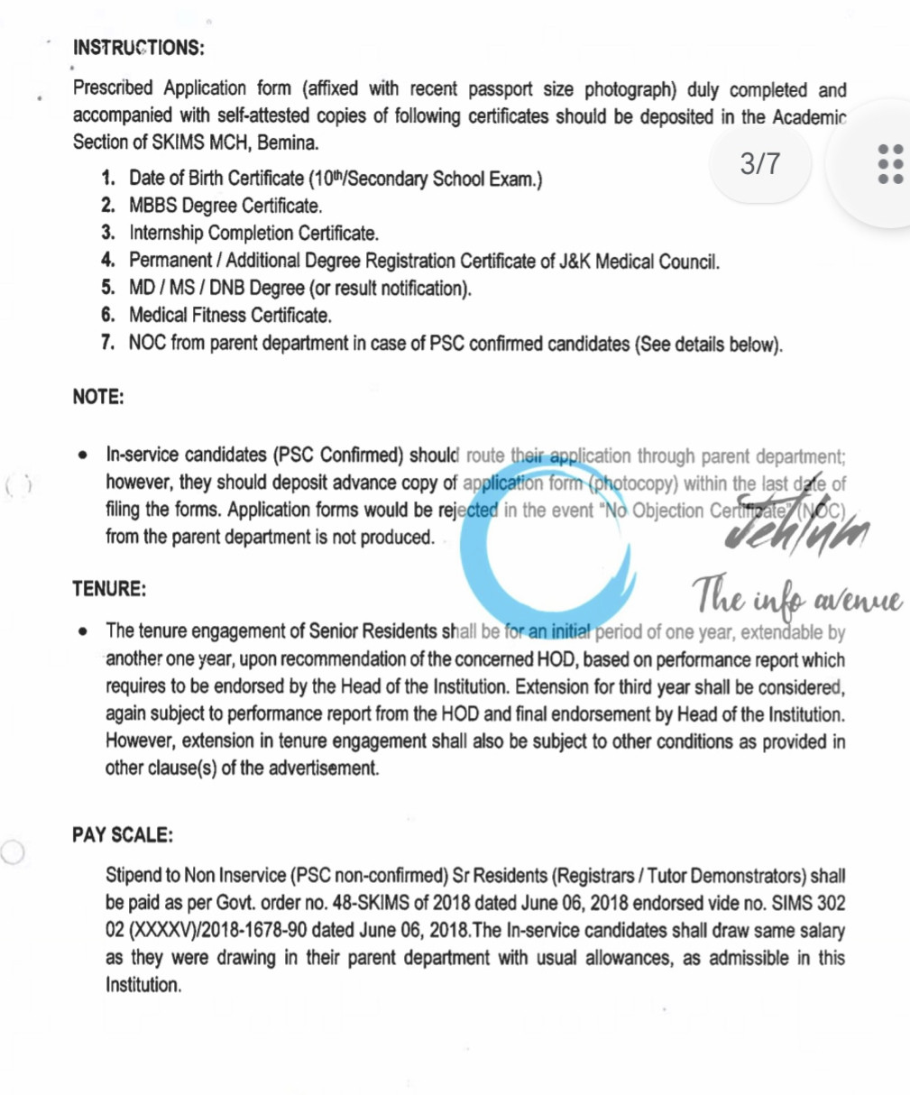 SKIMS MEDICAL COLLEGE HOSPITAL BEMINA RECRUITMENT ADVT NOTIFICATION NO SKIMS-MC-06-Acad-of 2025