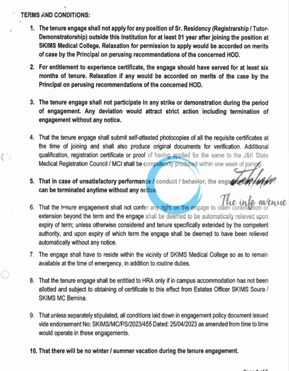 SKIMS MEDICAL COLLEGE HOSPITAL BEMINA RECRUITMENT ADVT NOTIFICATION NO SKIMS-MC-06-Acad-of 2025