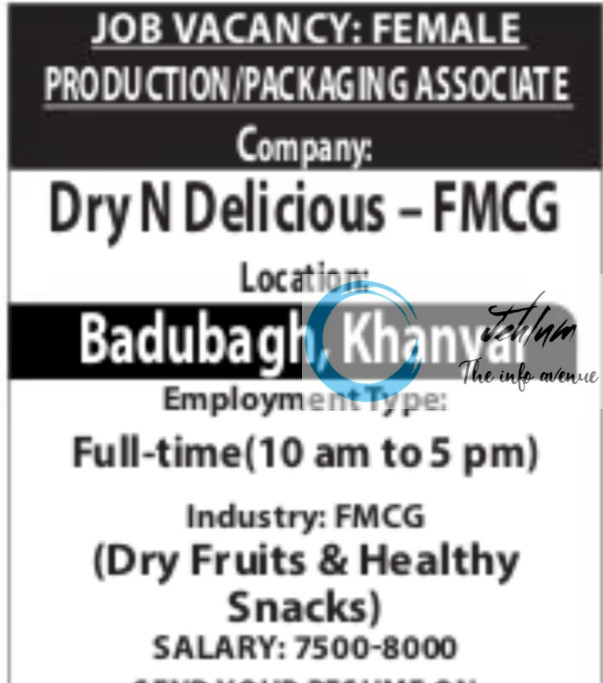 DRY N DELICIOUS FMCG SRINAGAR JOBS OPENING 2025