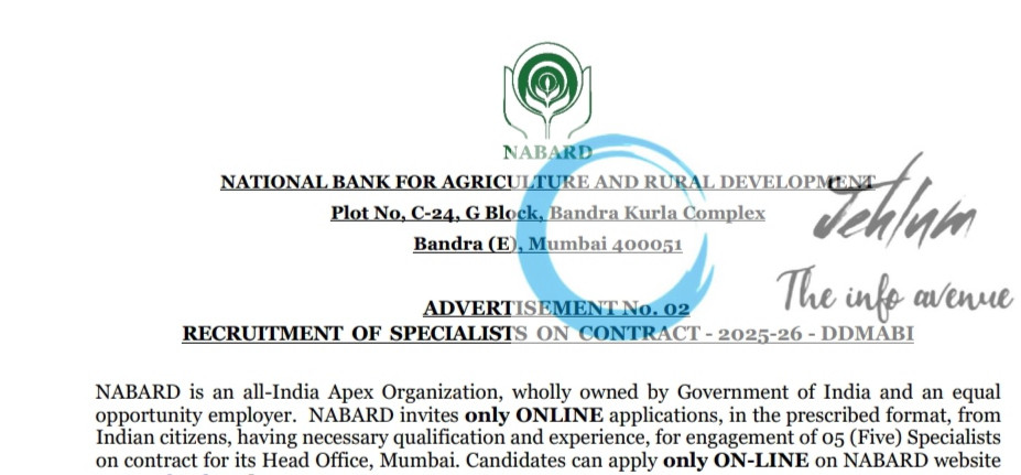 NATIONAL BANK FOR AGRICULTURE AND RURAL DEVELOPMENT NABARD RECRUITMENT ADVT NOTIFICATION NO 02